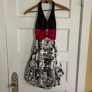 Taboo Party Dress Black Pink Rhinestone Junior 3/4